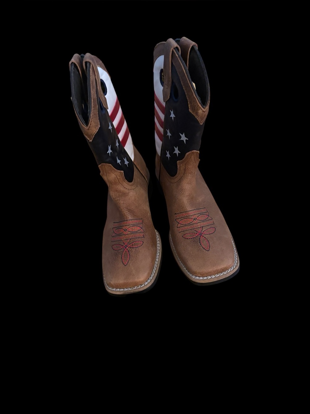 JB Dillion American Flag Western Cowboy Boots - Brown & Black Leather